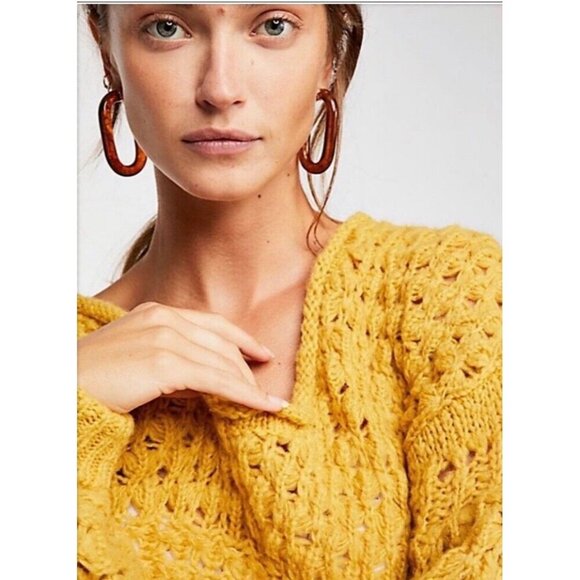 Free People Crashing Waves Open Knit Pullover Women’s Sweater Medium Boho Gypsy - Picture 3 of 11